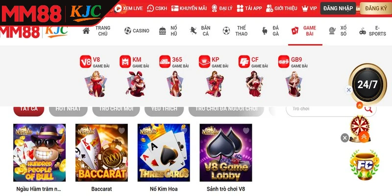 Sảnh game V8 là một trong những không gian giải trí trực tuyến 